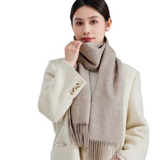 彩羊（Fazeya）  100%羊毛围巾冬季浅灰色送长辈礼物 浅灰色 180cm*30cm