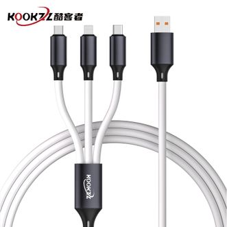 KOOKZZ  液态一拖三超级快充数据线苹果/Type-c/安卓手机充电数据传输 SJ32白色