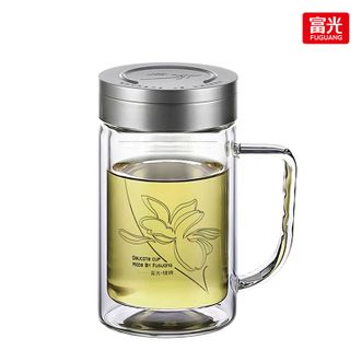 富光（FUGUANG）  健牌双层玻璃办公杯 700B-320 本色 320ml 泡茶杯 双层防烫玻璃 商务泡茶杯 办公室茶杯