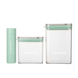 乐扣乐扣（LOCK&amp;LOCK）  负压密封一盒多用抽真空设计透明可视密封罐套装HPP730S3FU绿色
