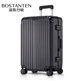 波斯丹顿（BOSTANTEN）20寸拉杆箱耐磨抗摔行李箱万向轮旅行箱登机箱 铝框款黑色