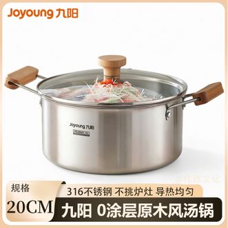 九阳/Joyoung  汤锅20cm 家用无涂层汤锅煮锅316L不锈钢煮面煮粥炖锅