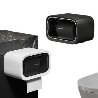 海迎/HAYAN  轻奢壁挂式纸巾盒 免打孔厕所浴室防尘防水抽纸盒 卫生纸 洗脸巾 收纳盒