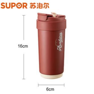 苏泊尔  晶瓷保温泡饮杯 网红户外便携泡茶水杯咖啡杯KC45KR10摩登红450mL