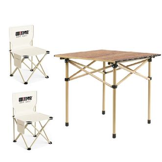 趣游帮  户外折叠桌椅组合  便携户外用品露营套装  一桌两椅方桌三件套  Y39
