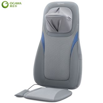 奥佳华/Ogawa  全身按摩垫 热敷颈椎按摩器 放松斜方肌家用背部腰部按摩椅躺坐垫腰椎颈肩部脖子按摩靠垫仿人手双向揉捏颈部按摩仪OG1205舒揉师-山雾灰