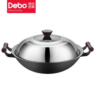 Debo  德铂铸铁锅双耳铁锅0涂层物理不粘 36cm
