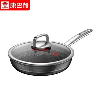康巴赫  六代煎锅不粘锅抗菌不锈钢平底锅蜂窝锅红点煎盘28cm电磁炉通用KGH-J28A