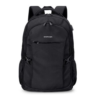 SHERIDan  休闲通勤新颖设计大容量双肩包黑色 SHB220566
