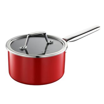 德世朗（DESLON）  云璟系列珐琅奶锅18cm单锅不粘锅婴儿宝宝辅食锅煮牛奶锅小锅-红色