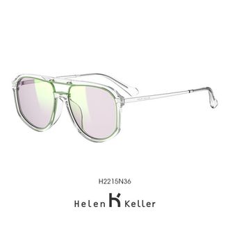 海伦凯勒（Helen Keller）  太阳镜墨镜飞行员非偏光墨镜防紫外线H2215N36透明+透明粉