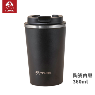 特美刻TOMIC 陶瓷内胆保温杯【幻夜黑】360ML女简约大容量水杯便携赢杯咖啡杯子男TW0005101