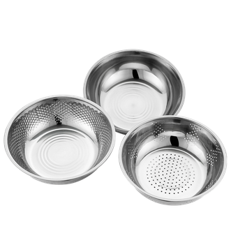 lecker  乐克尔不锈钢洗米筛洗菜盆过滤盆24cm/26cm/28cm 淘乐 KR-613