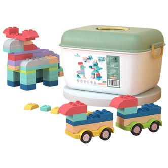 babygo  儿童拼装玩具大颗粒软胶积木88颗