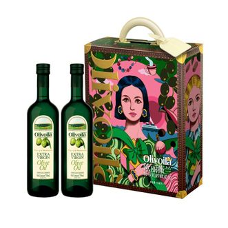 欧丽薇兰  特级初榨橄榄油750ml*2瓶设计师定制款礼盒装 节日团购送礼食用油