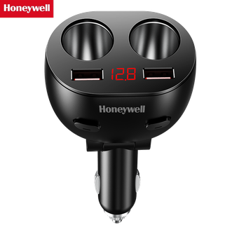 霍尼韦尔 Honeywell 一分二多功能点烟器300W大功率 USB双独立 QC快充点烟器 黑色