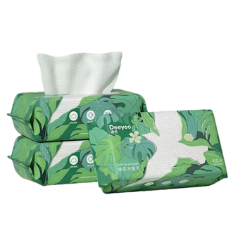 德佑/Deeyeo  棉柔洗脸巾抽取式60抽3包飞鸟款
