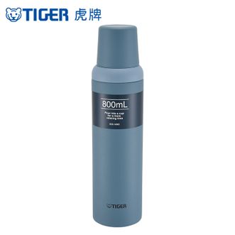 虎牌/Tiger  户外大容量杯盖型保温保冷不锈钢便携水杯 800ML MSI-A080-AST 灰蓝色