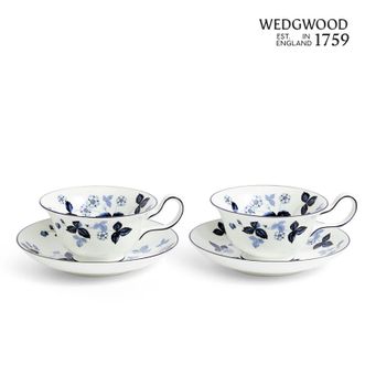 WEDGWOOD  野草莓墨蓝两杯两碟套装1072185 精致骨瓷 2杯+2碟