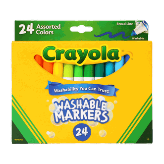 绘儿乐/crayola  24色粗杆可水洗水彩笔幼儿小学生专用不透纸大墨量安全无毒涂鸦笔