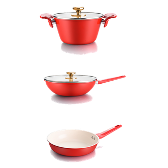 德博莱  红运连连炒锅套装精铁健康材质 轻油少烟经久不粘炒锅 煎锅 汤锅套装 DBL-311