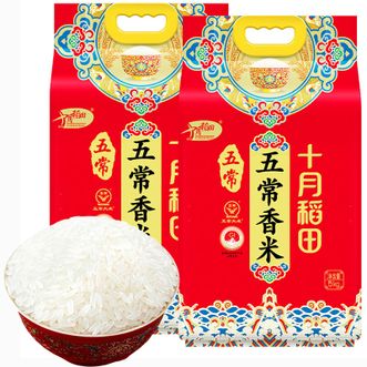 十月稻田  五常大米五常香米20斤（5kg*2袋）优质一等东北大米 米粒细长饱满入口绵软回甘