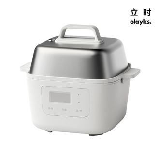 olayks.  立时 1.5L多功能电炖锅 万食锅电饭煲1到2人迷你家用蒸煮炖 陶白 多功能不锈钢 蒸炖