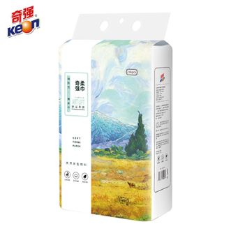 奇强  干湿两用棉柔巾 柔软水刺无纺布3D珍珠纹深入清洁耐拉扯不易掉毛絮柔纸巾