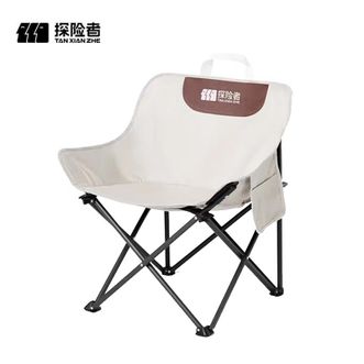 探险者（TAN XIAN ZHE）  月亮椅户外折叠椅露营椅子便携野餐桌椅钓鱼凳沙滩休闲装备  米白色  经典款