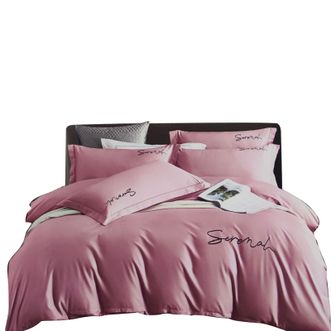 芳恩/faunen  全棉轻奢刺绣四件套床品套件枕套被套床单200×230cmFN-Z8038樱花粉