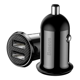 倍思（BASEUS）  小米粒Pro 双U4.8A车载充电器CCALLP-01点烟器一拖二双USB扩展车充快充 黑