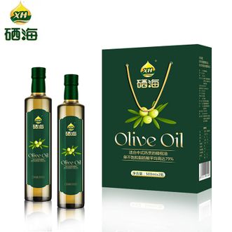 XH  纯正橄榄油500ml*2瓶礼盒装 特级初榨冷榨进口原油健康炒菜油