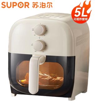 苏泊尔/Supor  空气炸锅  可视化5L家用大容量蒸汽嫩炸免翻面双旋钮控温控时金属内腔无异味易清洁  KJ50D806