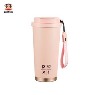 大嘴猴/PaulFrank  保温杯高颜值吸管杯316L内胆女士咖啡杯车载杯子便捷保温杯PFC919-490（粉色）