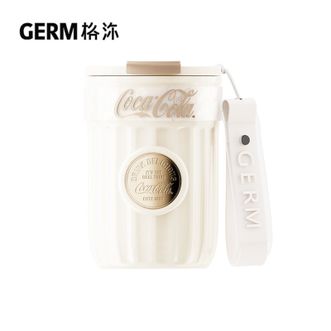 格沵  高颜值保温杯 咖啡杯 可口可乐徽章 吸管杯水杯 316不锈钢 400ml