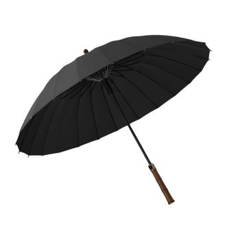 美度MAYDU   24骨实木雨伞男士直杆商务伞加大伞面防风晴雨伞双人长柄伞【黑色】