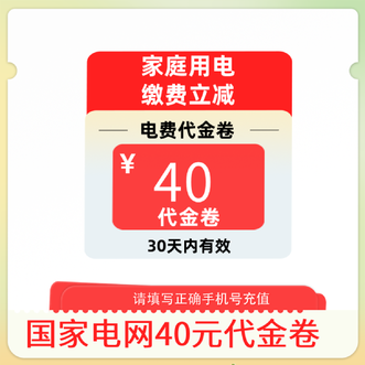 电e宝  家庭电费直充抵扣券40元