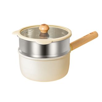 拜格（Bayco）  小熊陶瓷不粘奶锅18CM带盖带蒸格 BG8551