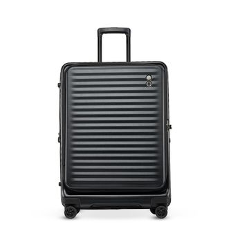 爱可乐（Echolac）  前开盖行李箱可扩展拉杆箱高品质TSA旅行箱PC183F 20英寸 黑色