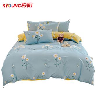 彩阳  亲肤磨毛床上用品床品套件三件套 花语蓝