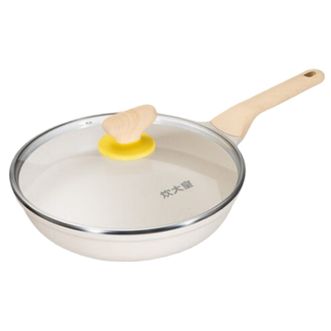 炊大皇/Cookerking  煎锅平底锅26cm  麦饭石不粘锅 多功能少油烟煎锅不粘煎锅白色电磁炉电陶炉通用JG26XB烙饼锅