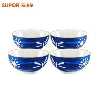 苏泊尔（SUPOR）光净釉餐具套装青森系列4头 家用饭碗汤碗套装 TK2184E