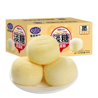 港荣  淡糖蒸蛋糕450g 减糖25%早餐夜宵整箱老人健康营养零食小吃面包糕点
