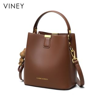 viney  包包女包牛皮水桶包简约轻奢手提包时尚ck风斜挎包女士单肩包 6536