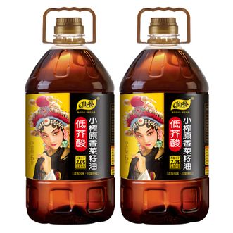 仙餐 小榨原香低芥酸菜籽油 5L*2桶 压榨农家自榨菜油家用食用油 
