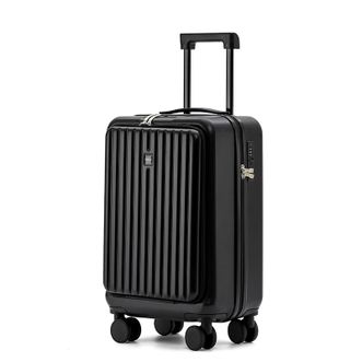 途帮Toboog  前开口登机箱  男女商务电脑拉杆箱旅行箱万向轮  2107 黑色 20英寸