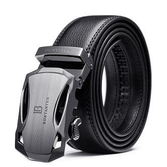 波斯丹顿（BOSTANTEN）  男士皮带牛皮自动扣裤腰带简约潮流正装裤B4164011 黑色荔枝纹