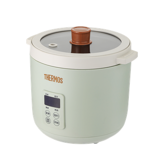 膳魔师（THERMOS）  迷你容量电饭煲家用出租房宿舍1-3人小型多功能电饭锅不粘图层提手设计智能电饭煲快速蒸煮 绿色 1.6L EHA-4113E