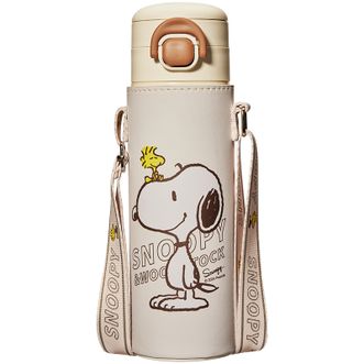 史努比（SNOOPY）  520ml乐趣双饮保温杯不锈钢大容量儿童吸管杯直饮杯带杯套学生水壶水杯KR5308