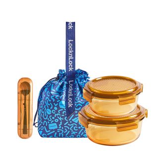 乐扣乐扣（LOCK&amp;LOCK）  玻璃食物收纳盒四件套LCB228FU